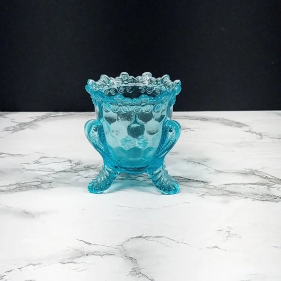 Degenhart Glass Forget Me Not Trinket Toothpick Paperweight Vtg - Picture 8 of 9